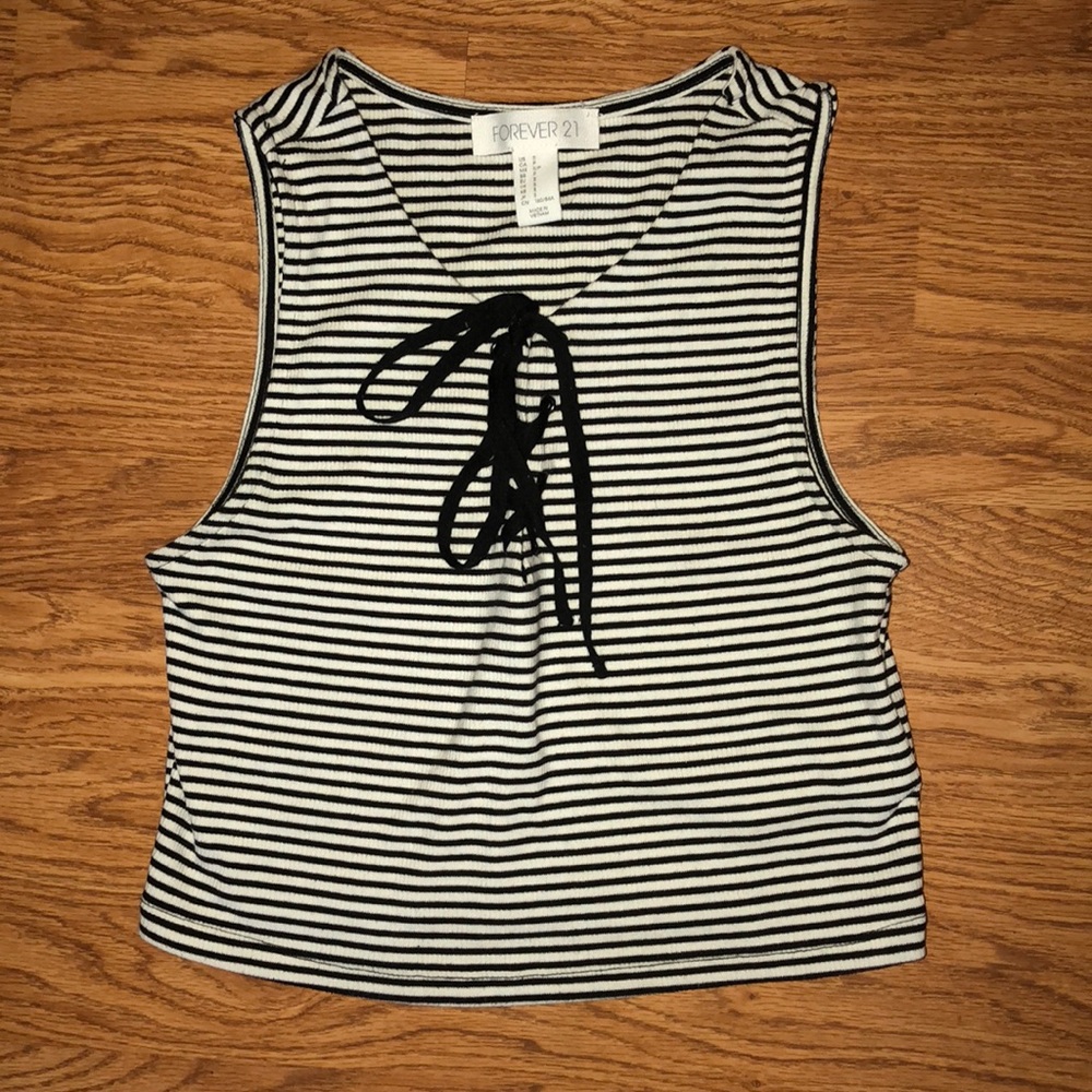 FOREVER 21: Striped Crop Top, cute tie up front